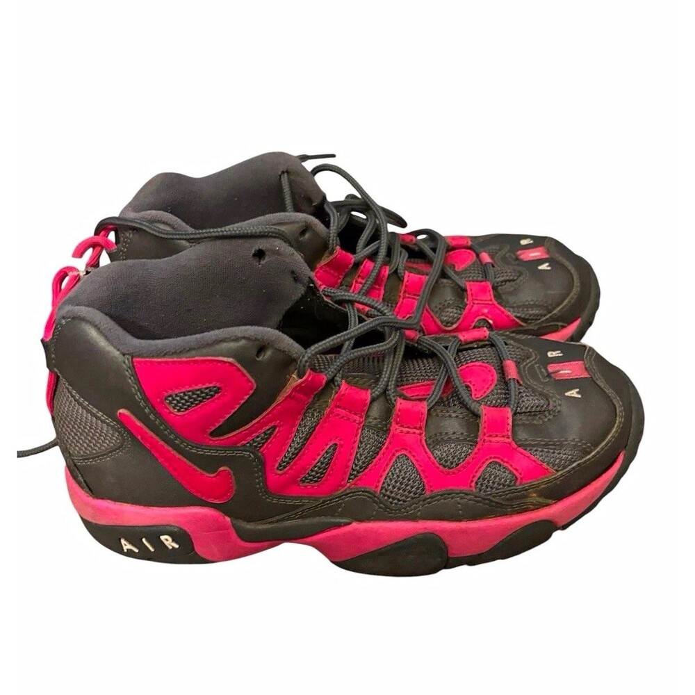 Nike Air Unisex Kids Pink / Black Mid Top Athletic Sneakers Lace Up 6.5Y